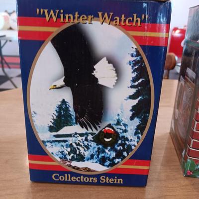 MILLER "WINTER WATCH" & BUDWEISER 1997 HOLIDAY BEER STEINS