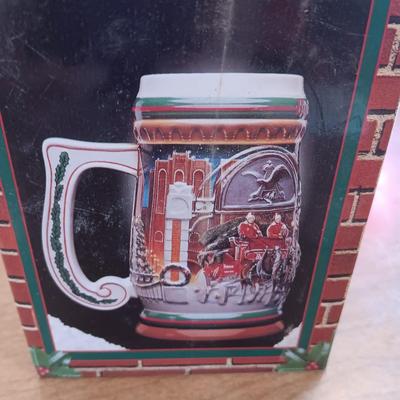 MILLER "WINTER WATCH" & BUDWEISER 1997 HOLIDAY BEER STEINS