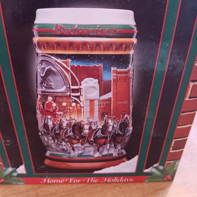 MILLER "WINTER WATCH" & BUDWEISER 1997 HOLIDAY BEER STEINS