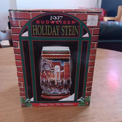 MILLER "WINTER WATCH" & BUDWEISER 1997 HOLIDAY BEER STEINS