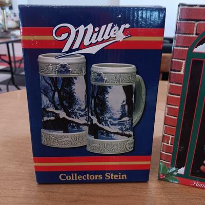 MILLER "WINTER WATCH" & BUDWEISER 1997 HOLIDAY BEER STEINS