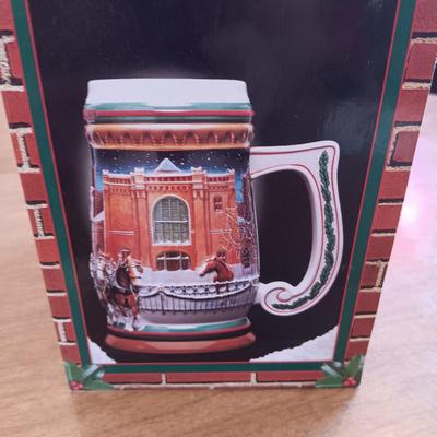 MILLER "WINTER WATCH" & BUDWEISER 1997 HOLIDAY BEER STEINS