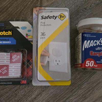 Mixed Lot- Outlet Covers, Earplugs, Mounting Squares