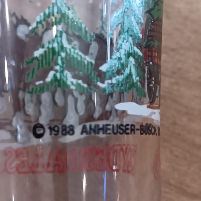 2 BUDWEISER BEER STEINS AND A 1988 BUDWEISER GLASS