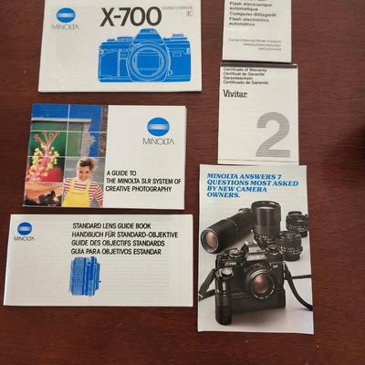 Minolta X-700 35 mm film camera and accessories