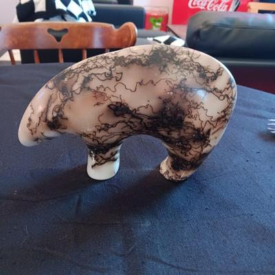 PORCELAIN MALLARD AND A CLAY SPIRIT BEAR