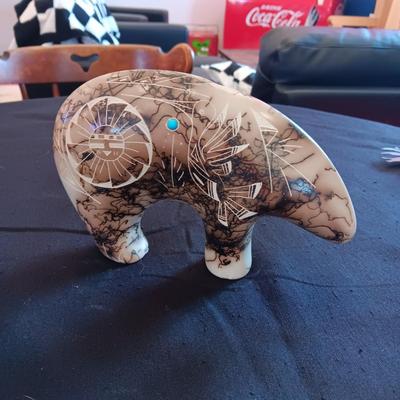 PORCELAIN MALLARD AND A CLAY SPIRIT BEAR