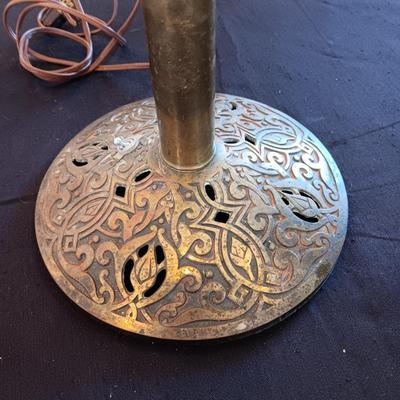 ANTIQUE BRASS OIL LAMP CONVERTED TO ELECTRIC