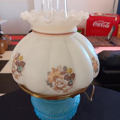 PRETTY BLUE GLASS GLOBE LAMP