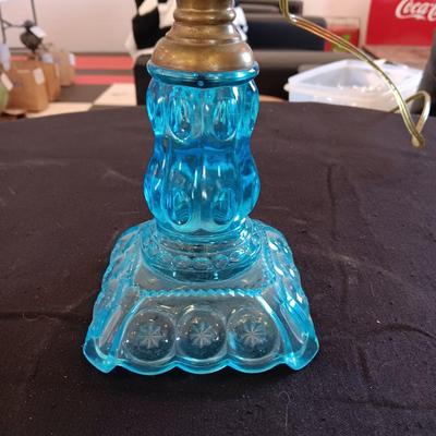 PRETTY BLUE GLASS GLOBE LAMP