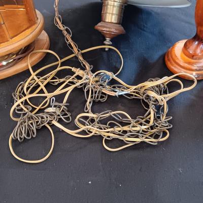 VINTAGE LAMPS AND HANGING LIGHT WITH CHAIN