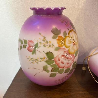 HAND PAINTED PARLOR LAMP WITH EXTRA GLOBE