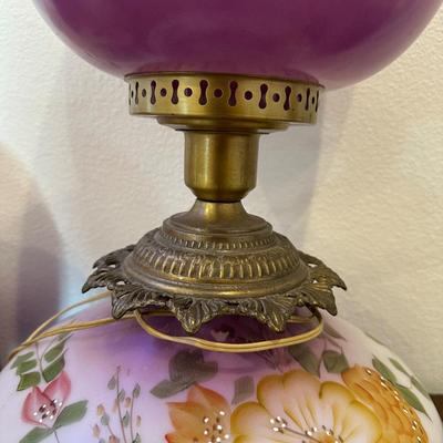 HAND PAINTED PARLOR LAMP WITH EXTRA GLOBE