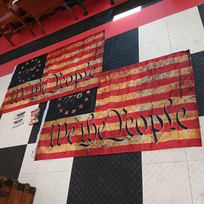 2 NYLON LIKE "WE THE PEOPLE" FLAGS AND MORE
