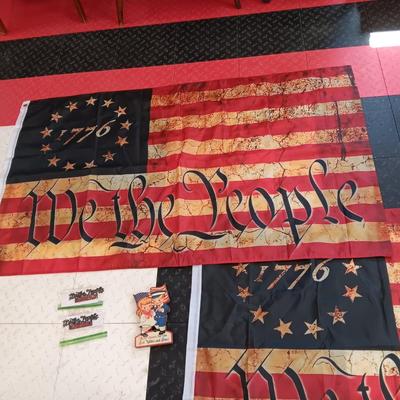 2 NYLON LIKE "WE THE PEOPLE" FLAGS AND MORE