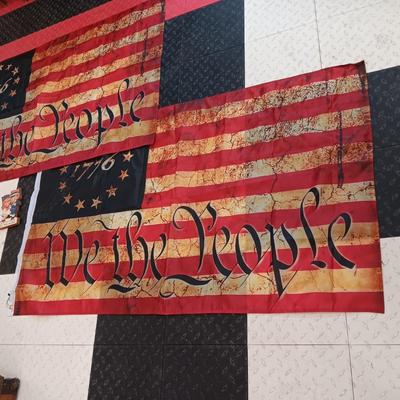 2 NYLON LIKE "WE THE PEOPLE" FLAGS AND MORE