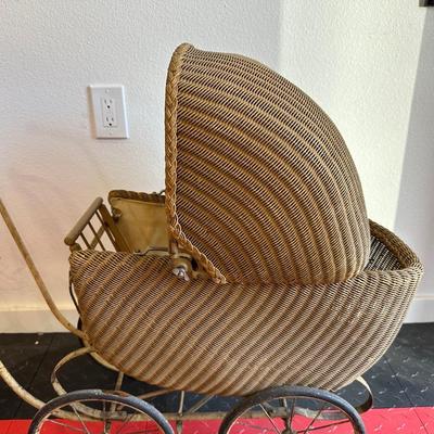 ANTIQUE WICKER DOLL CARRIAGE