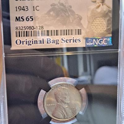 1943 MS 65 Steel Wheat Penny