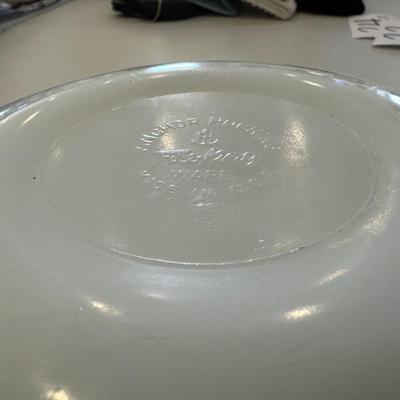 ANCHOR HOCKING SERVING BOWL AND CAST IRON MATCH HOLDER
