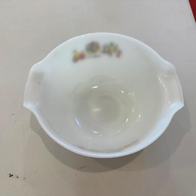 ANCHOR HOCKING SERVING BOWL AND CAST IRON MATCH HOLDER