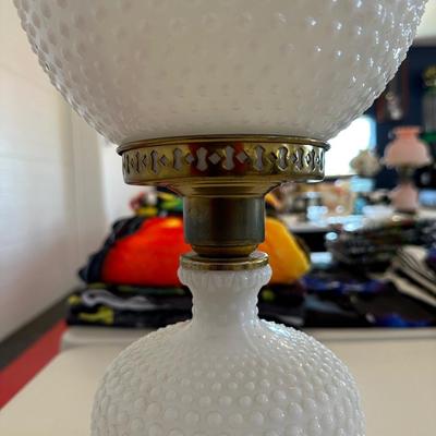MILK GLASS HOBNAIL GLOBE LAMP