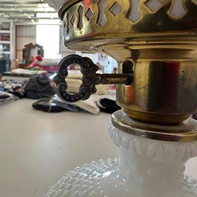 MILK GLASS HOBNAIL GLOBE LAMP