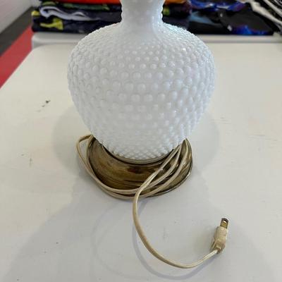 MILK GLASS HOBNAIL GLOBE LAMP