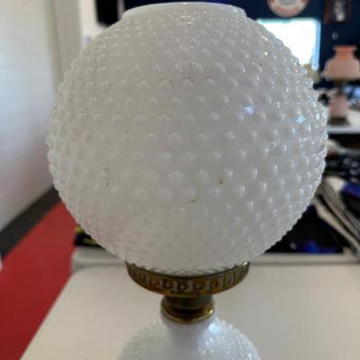 MILK GLASS HOBNAIL GLOBE LAMP