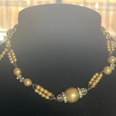 Gold toned fake pearl necklaces