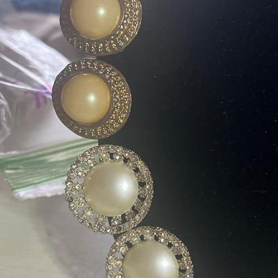 Assorted fake pearl clip on earrings