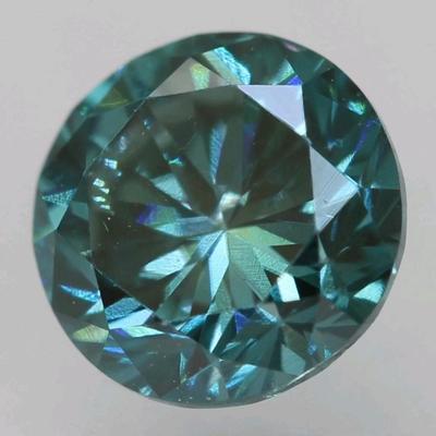 Cert 0.42 Carat Vivid Blue VVS1 Round Brilliant Natural Enhanced Diamond 4.63mm