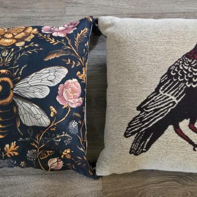 Black Bird & Butterfly Decorative Pillows