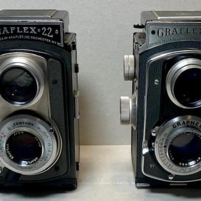 Lot Of Two Graflex 22 Medium Format Twin Lens Reflex Cameras