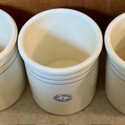 Lot Of Three Vintage Miali Pottery Five Gallon Crocks