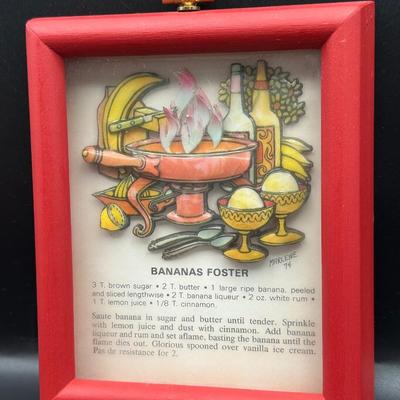 Framed New Orleans Recipe Art by Marlene, 1974