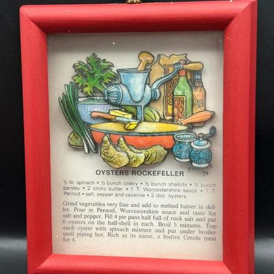Framed New Orleans Recipe Art by Marlene, 1974