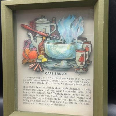 Framed New Orleans Recipe Art by Marlene, 1974