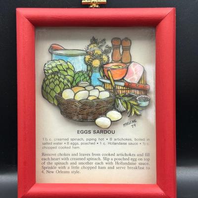 Framed New Orleans Recipe Art by Marlene, 1974