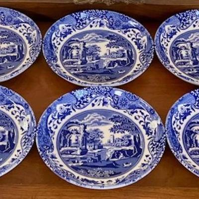 Six Spode Blue Italian Pasta/Salad Bowls