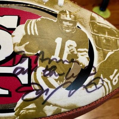 Joe Montana Autographed Football & Autographed Photo