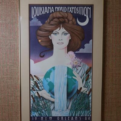 Signed & Numbered Hugh Ricks 1984 Louisiana World Exposition Framed Poster