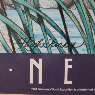 Signed & Numbered Hugh Ricks 1984 Louisiana World Exposition Framed Poster