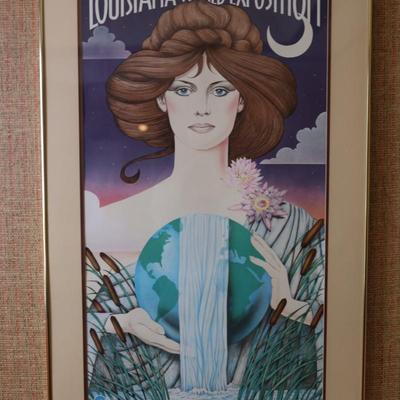 Signed & Numbered Hugh Ricks 1984 Louisiana World Exposition Framed Poster
