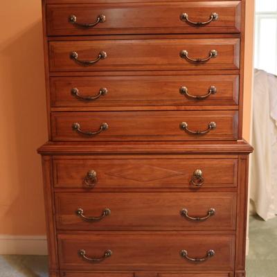 Vintage Davis Cabinet Co. Chippendale Style Solid High Chest