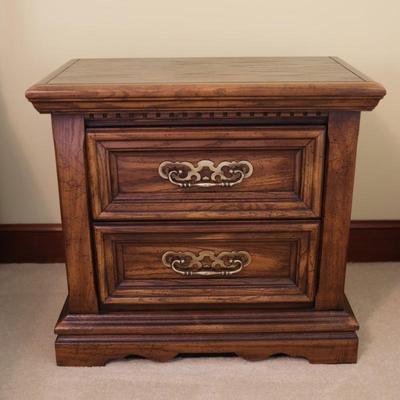Solid Wood Two Drawer Nightstand