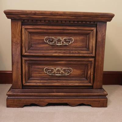 Solid Wood Two Drawer Nightstand