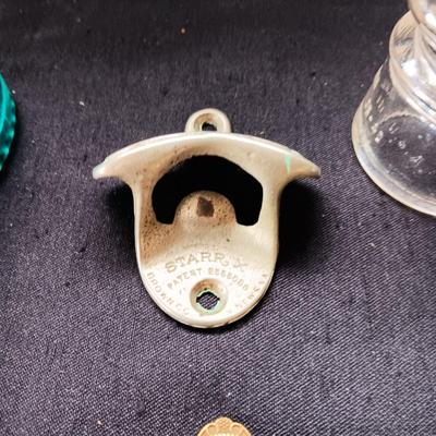INSULATORS, PEPSI WALL MOUNT BOTTLE OPENER AND 3 LETTER OPENERS