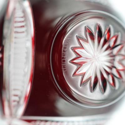 WATERFORD Red Cut to Clear Crystal Winter Wonderland Bowl