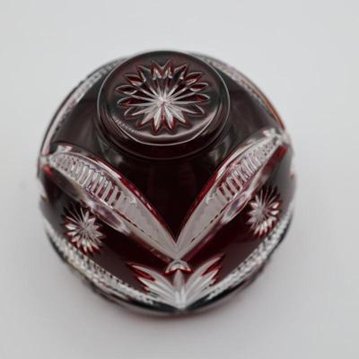 WATERFORD Red Cut to Clear Crystal Winter Wonderland Bowl