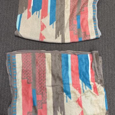 2 Southwest-style Native American Indian Prints Polyester Mix Blankets